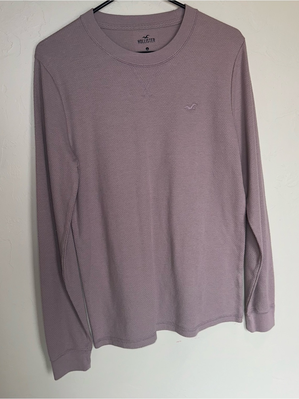 Hollister Men's Long-Sleeve Crew in Soft Lavender